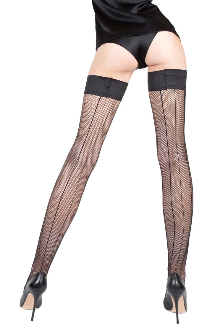 ALESSIA Striped Fishnets Thigh Highs