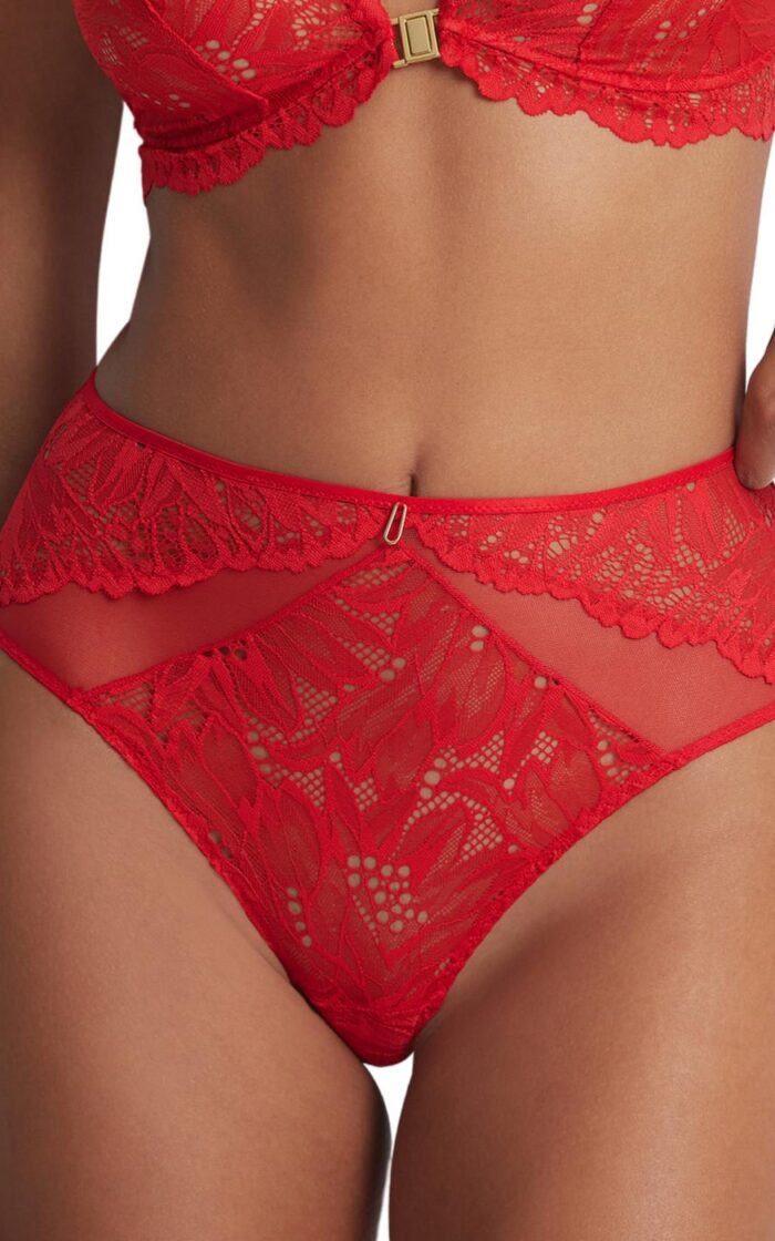 Aubade Flowermania High Waist Brief - Rouge Floral - XL - 16