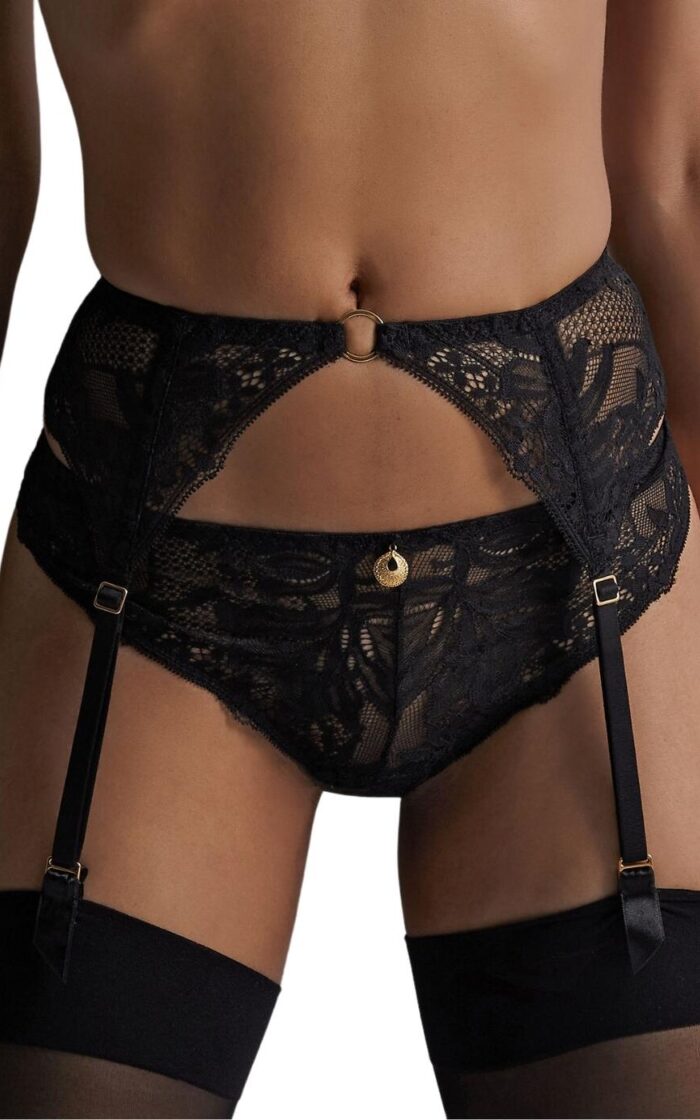 Aubade Gold Pleasure Suspender Belt - Black light - M - 12