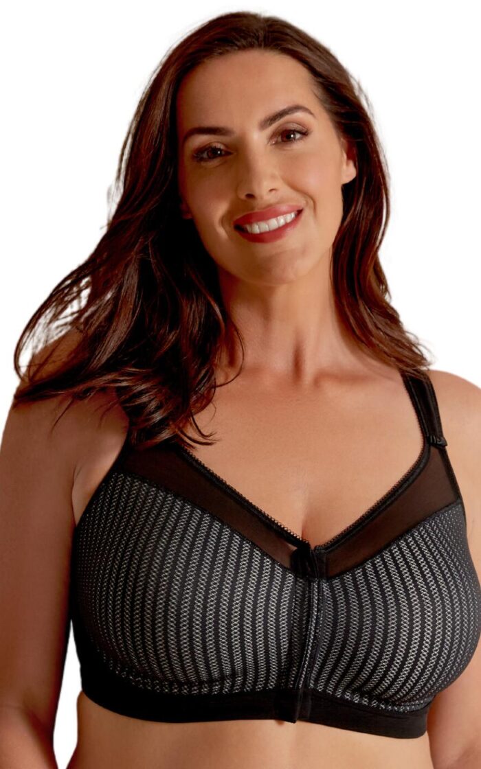 Berlei Beauty Stripe Front Fastening Bra - Black/Grey - 32FF