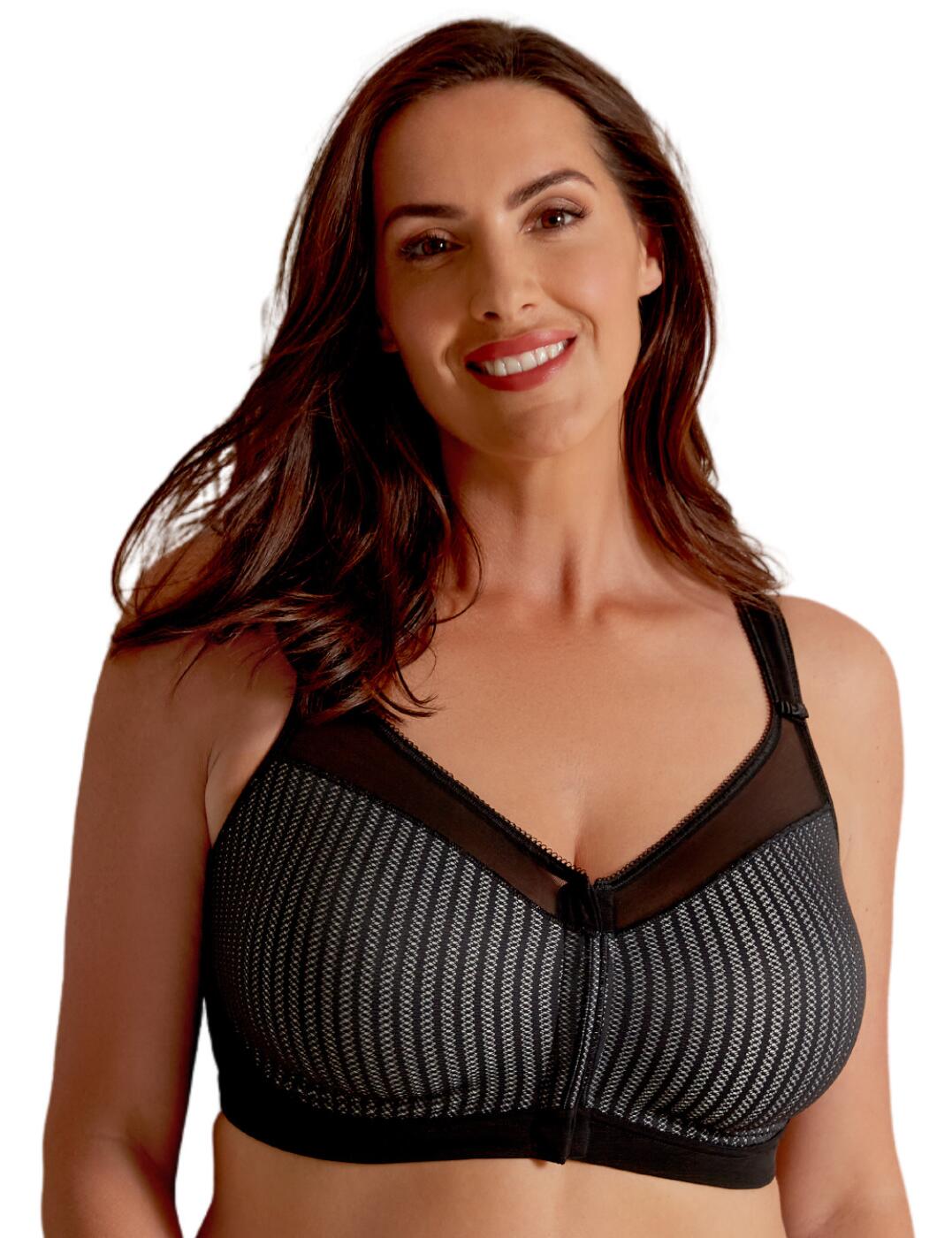 Berlei Beauty Stripe Front Fastening Bra - Black/Grey - 32FF