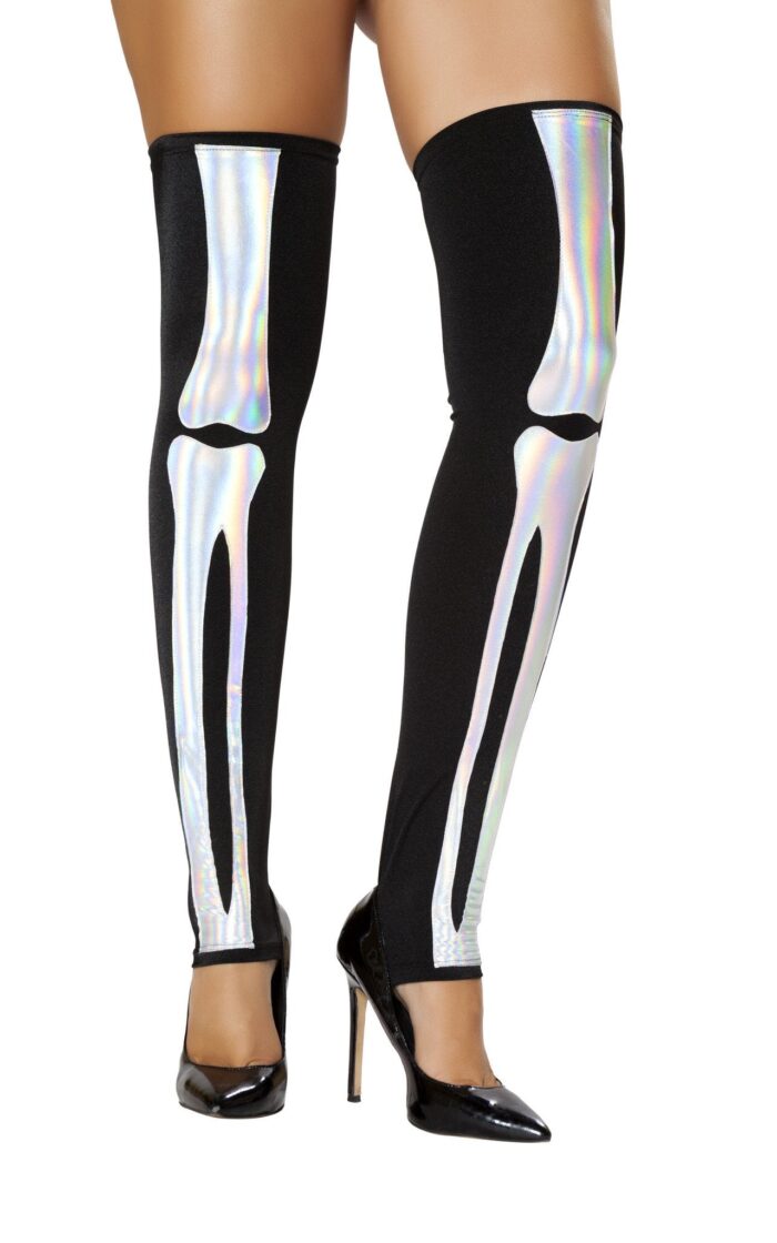 Black Silver Skeleton Leggings