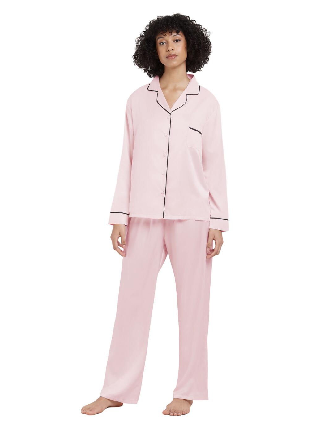 Bluebella Claudia Shirt and Trouser Set - Pale Pink/Black - S - 10