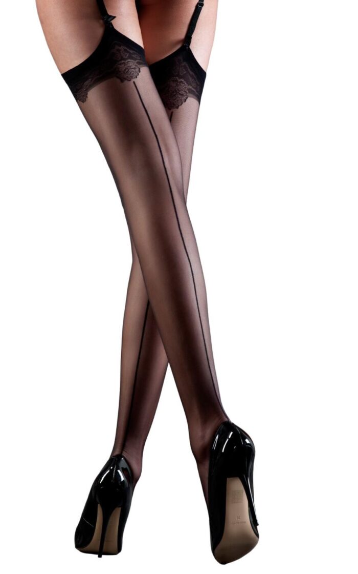 Bluebella Stockings Backseam Leg Lace Top - Black - One Size