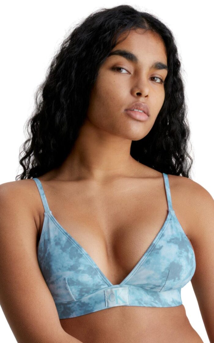 Calvin Klein CK Authentic Triangle Bikini Top - Tie Dye Blue - XS - 8