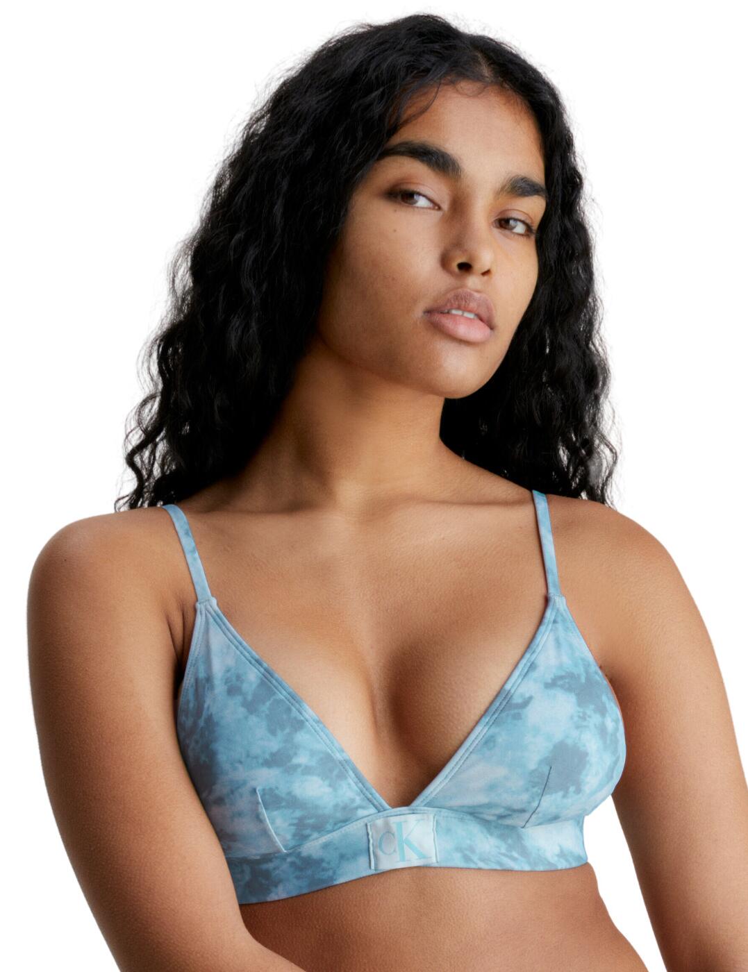 Calvin Klein CK Authentic Triangle Bikini Top - Tie Dye Blue - XS - 8