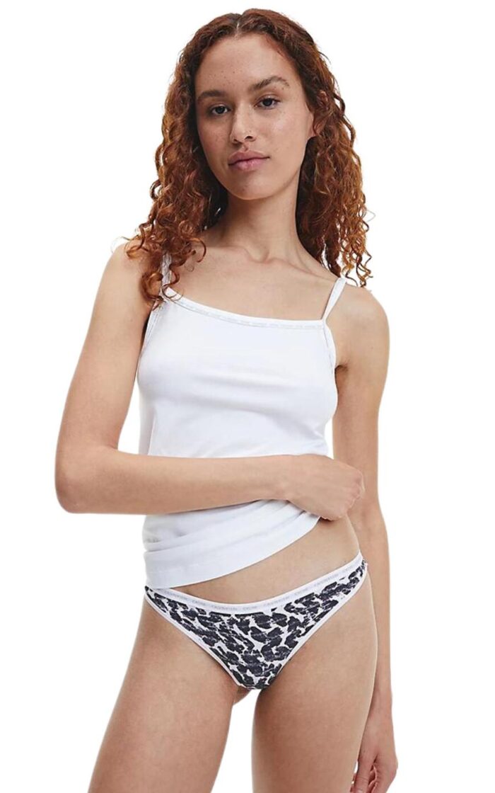 Calvin Klein CK One Cotton Thongs 2 Pack - Black/Scanned Wrong/Winter Linen - XS - 8