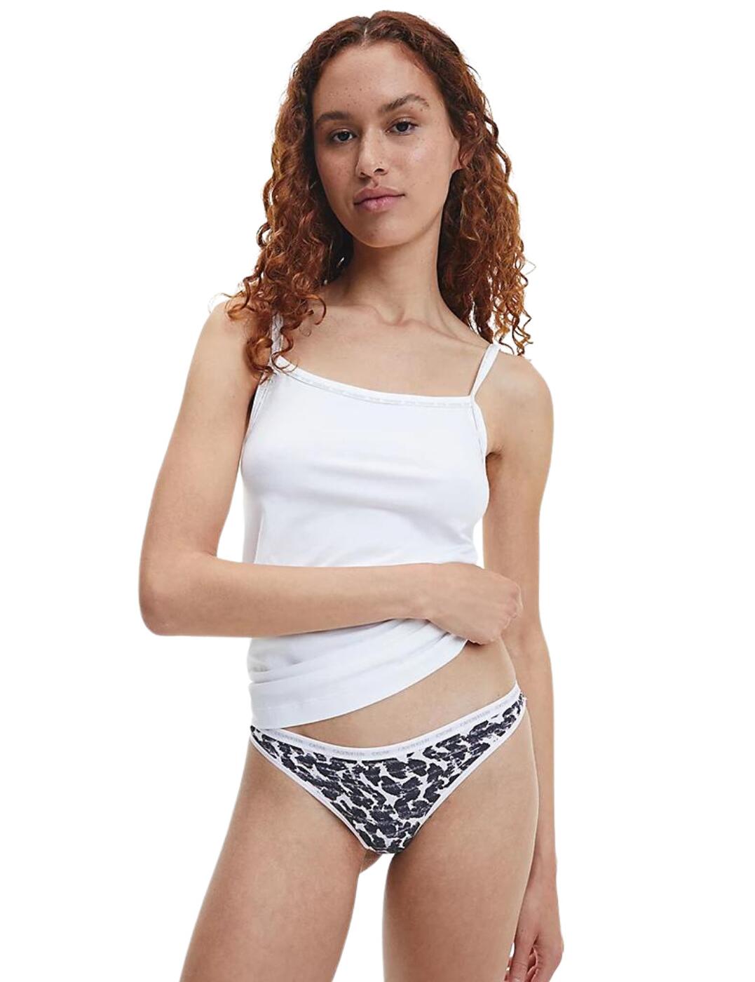 Calvin Klein CK One Cotton Thongs 2 Pack - Black/Scanned Wrong/Winter Linen - XS - 8