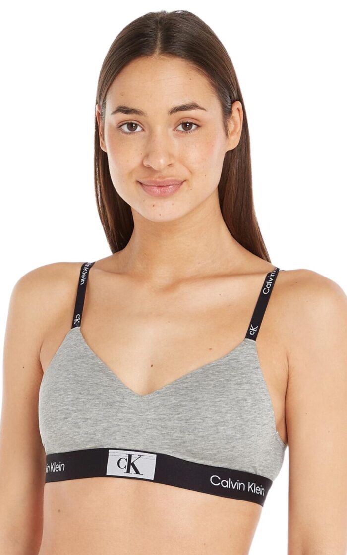 Calvin Klein CK1996 Lightly Lined Bralette - Grey Heather - L - 14