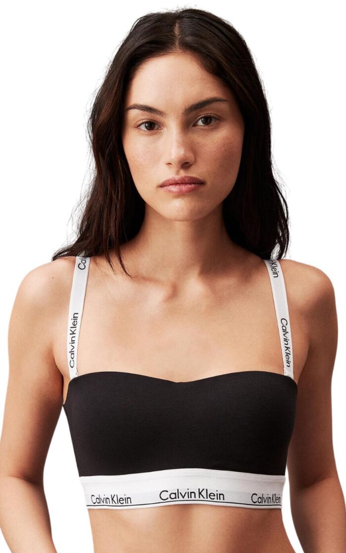 Calvin Klein Modern Cotton Lightly Lined Bandeau Bra - Black - L - 14
