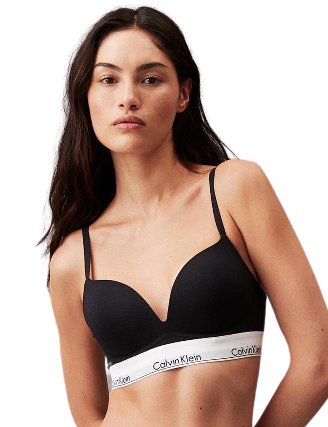 Calvin Klein Modern Cotton Plunge Push Up Bra - Black - 34D
