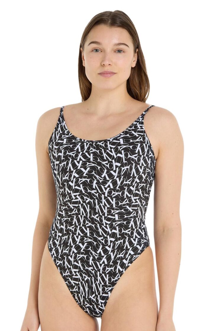 Calvin Klein Scoop Swimsuit - Monogram Black - S - 10