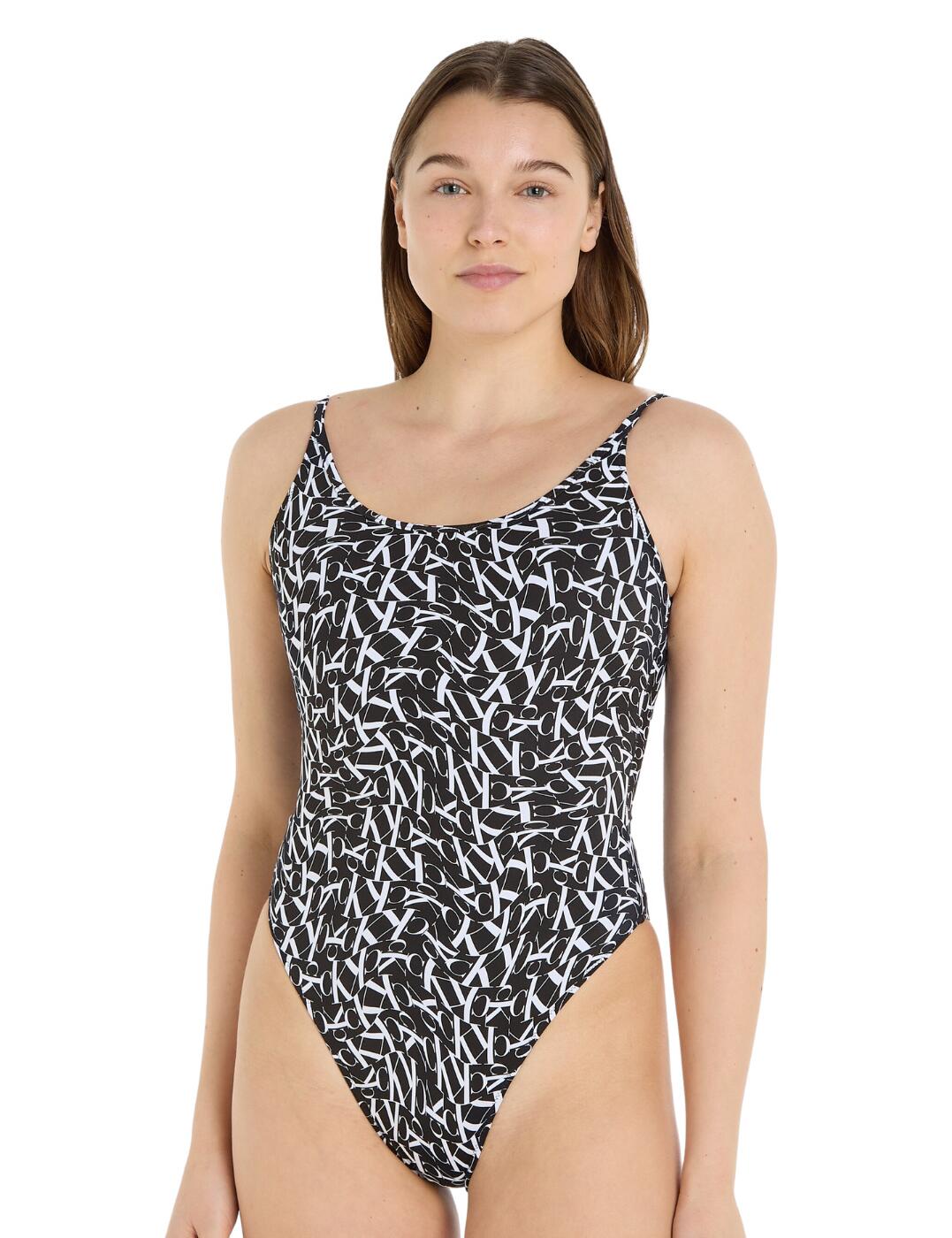 Calvin Klein Scoop Swimsuit - Monogram Black - S - 10