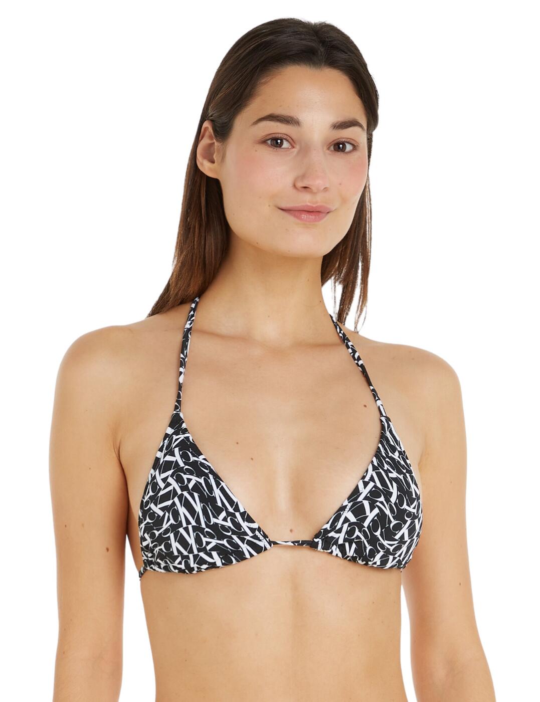 Calvin Klein Triangle Bikini Top - Monogram Black - M - 12