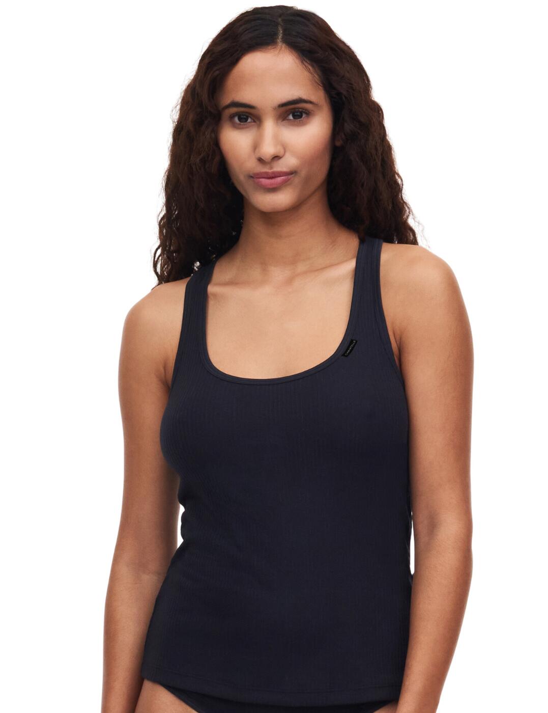 Chantelle Cotton Comfort Vest Top - Black - XS/S