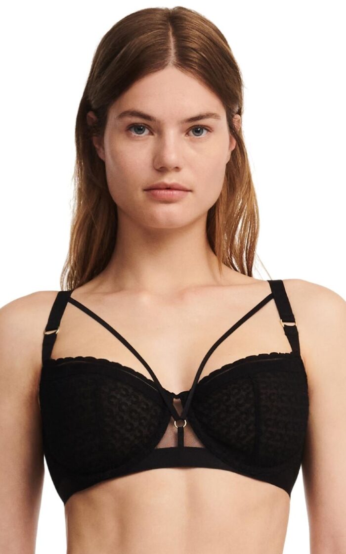 Chantelle Monogram Half Cup Balcony Bra - Black - 32F