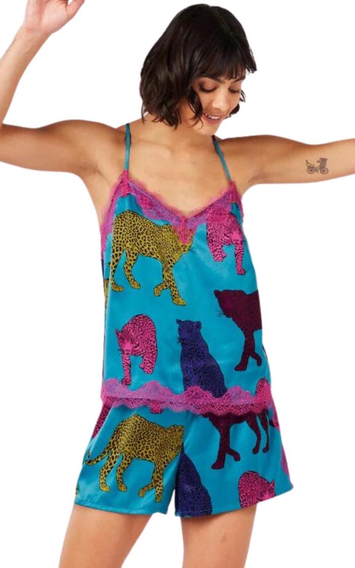 Chelsea Peers Cami Short Pyjama Set - / CW3207CLEP Teal Leopard - 5XL - 24