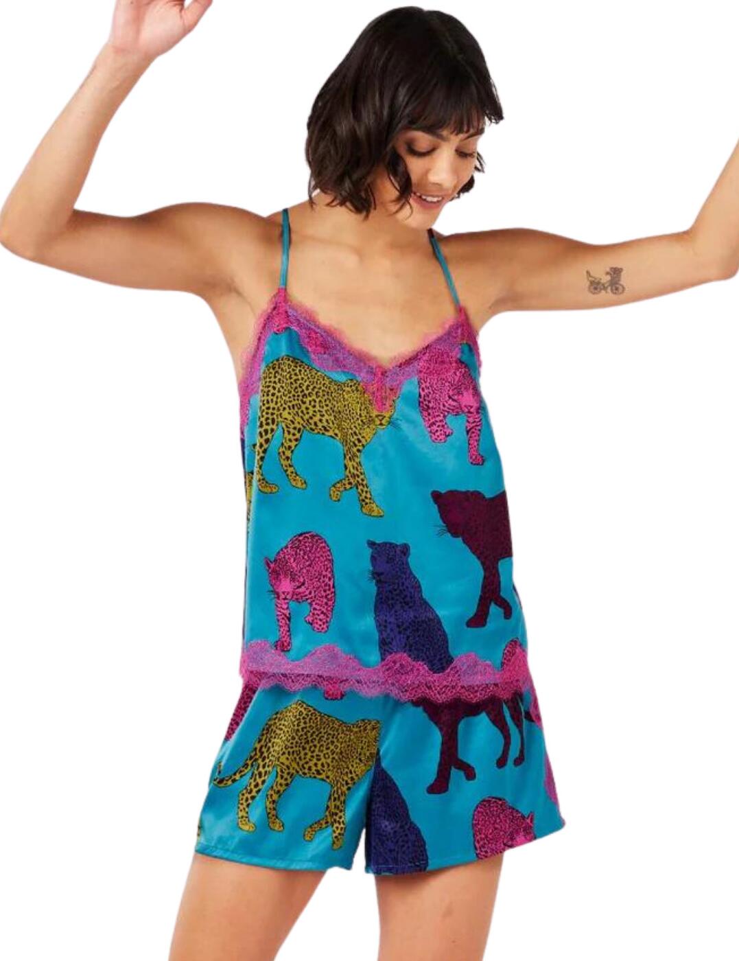 Chelsea Peers Cami Short Pyjama Set - / CW3207CLEP Teal Leopard - 5XL - 24