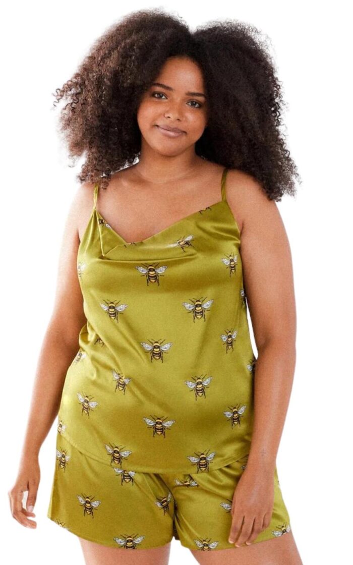 Chelsea Peers Short Cami Pyjama Set - Olive Bee - 7XL - 28