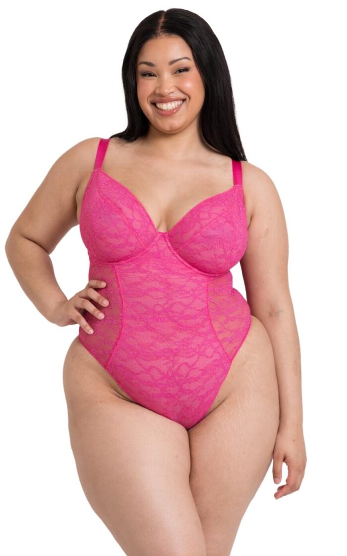 Curvy Kate All Night Lace Plunge Body - Hot Pink/Blush - 30D
