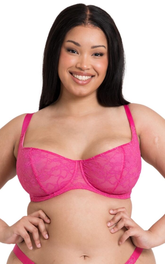 Curvy Kate All Night Lace Scooped Balcony Bra - Hot Pink/Blush - 30D