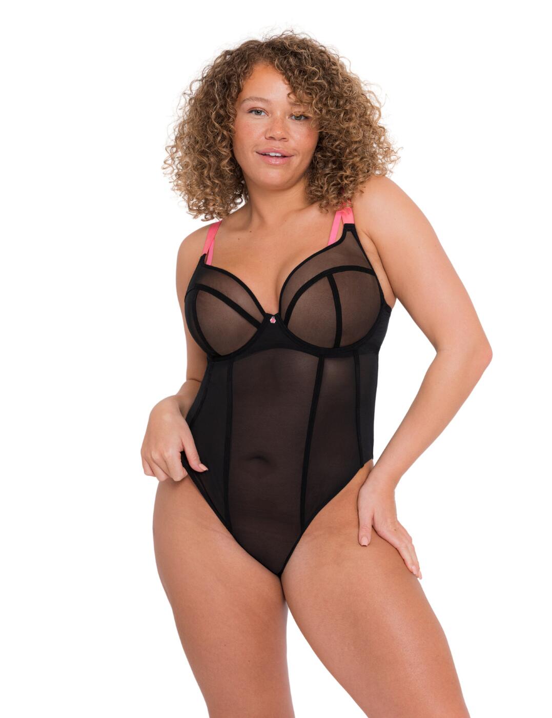 Curvy Kate Elementary Plunge Body - Black/Pink - 30DD
