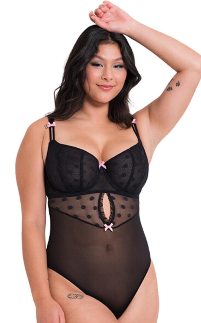 Curvy Kate Frill Me Balcony Body - Black/Pink - 32E