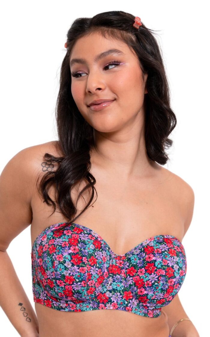 Curvy Kate Kitsch Kate Bandeau Bikini Top - Floral Print - 32FF