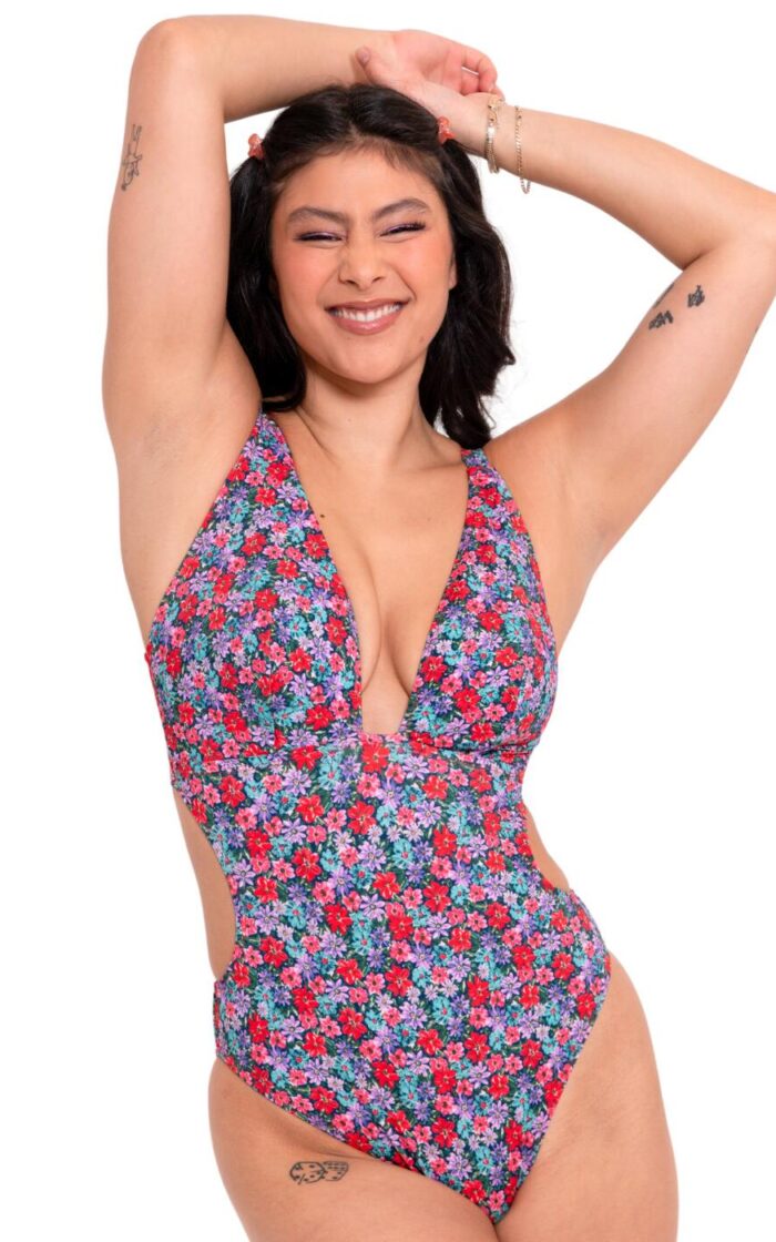 Curvy Kate Kitsch Kate Plunge Swimsuit - Floral Print - 32H/HH