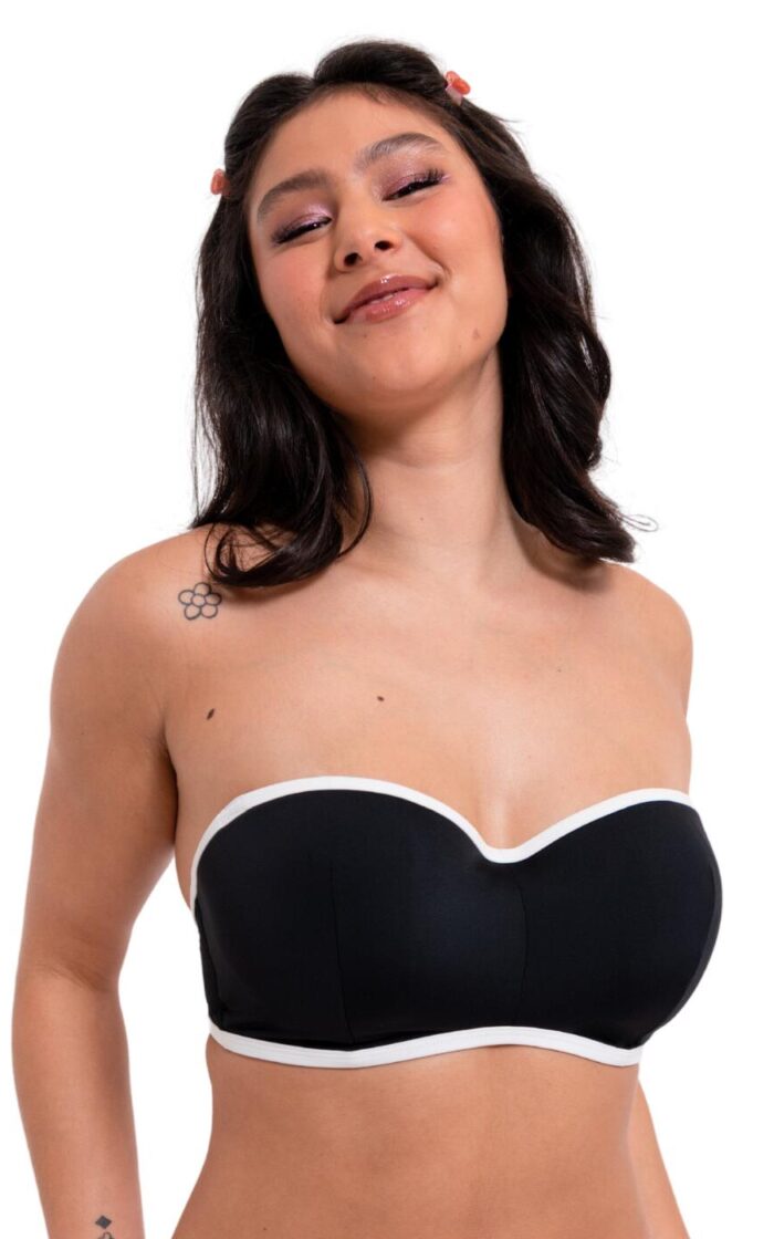 Curvy Kate Minimalist Bandeau Bikini Top - Black/White - 40F