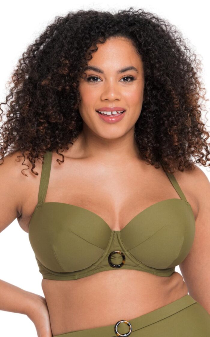 Curvy Kate Retro Sun Balcony Bikini Top - Olive - 32DD