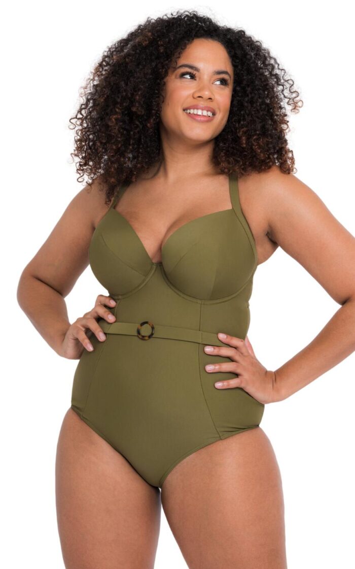 Curvy Kate Retro Sun Halter Swimsuit - Olive - 32DD