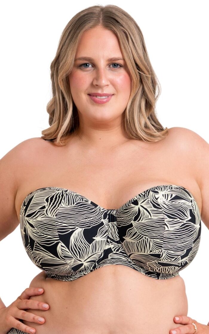Curvy Kate Ripple Reef Bandeau Bikini Top - Black Print - 30D