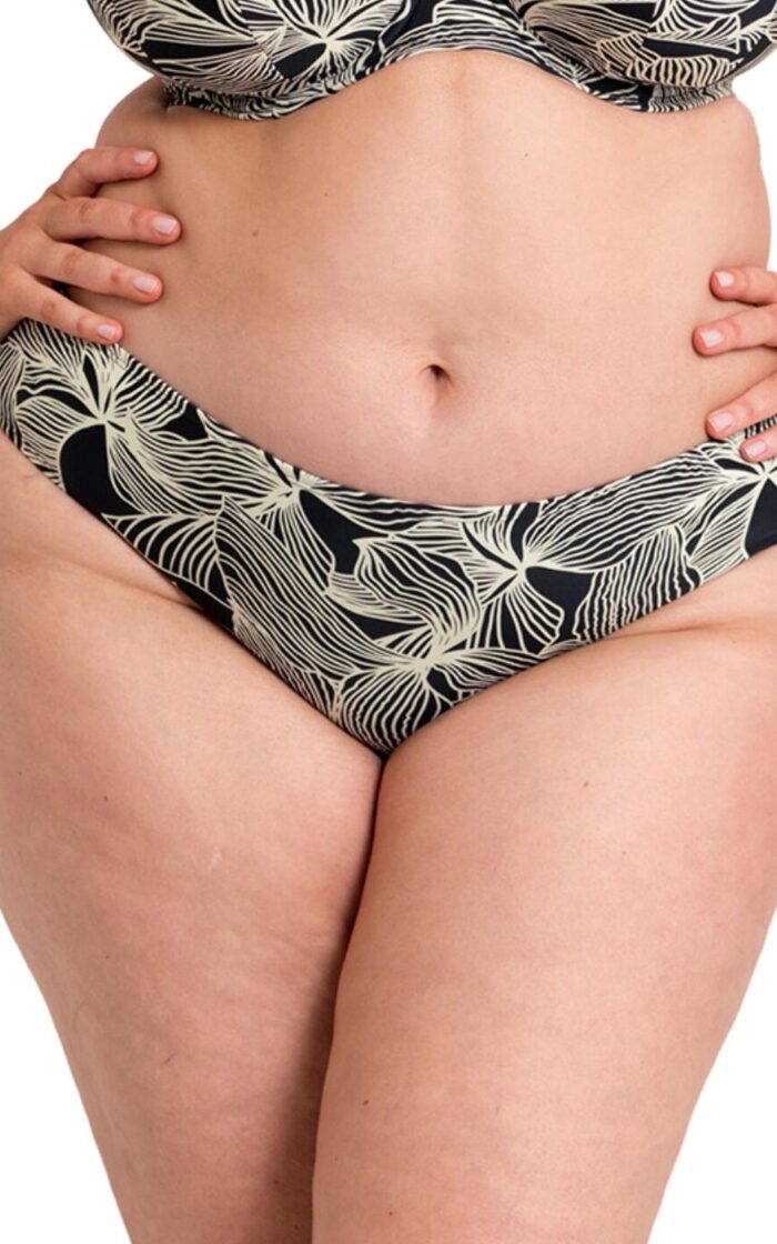 Curvy Kate Ripple Reef Classic Bikini Brief - Black Print - S - 10
