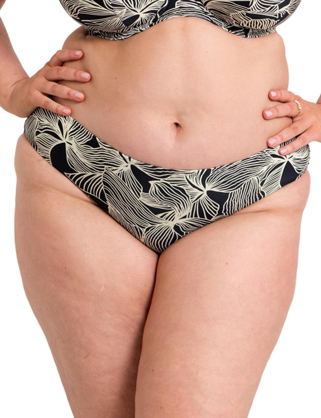 Curvy Kate Ripple Reef Classic Bikini Brief - Black Print - S - 10