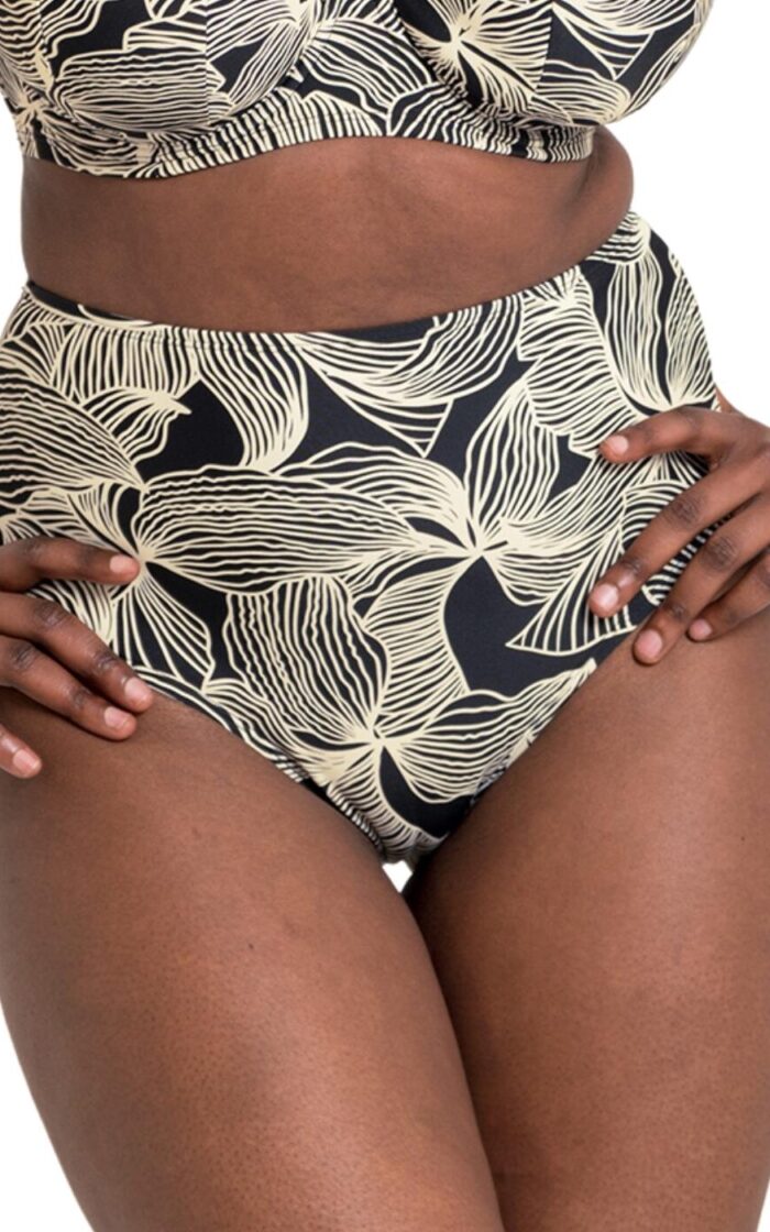 Curvy Kate Ripple Reef High Waist Bikini Brief - Black Print - S - 10