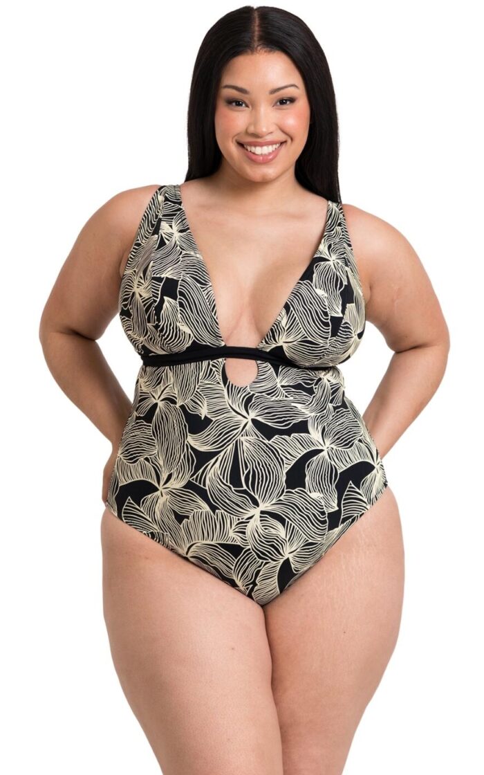 Curvy Kate Ripple Reef Reversible Non Wired Swimsuit - Black Print - 30DD/E