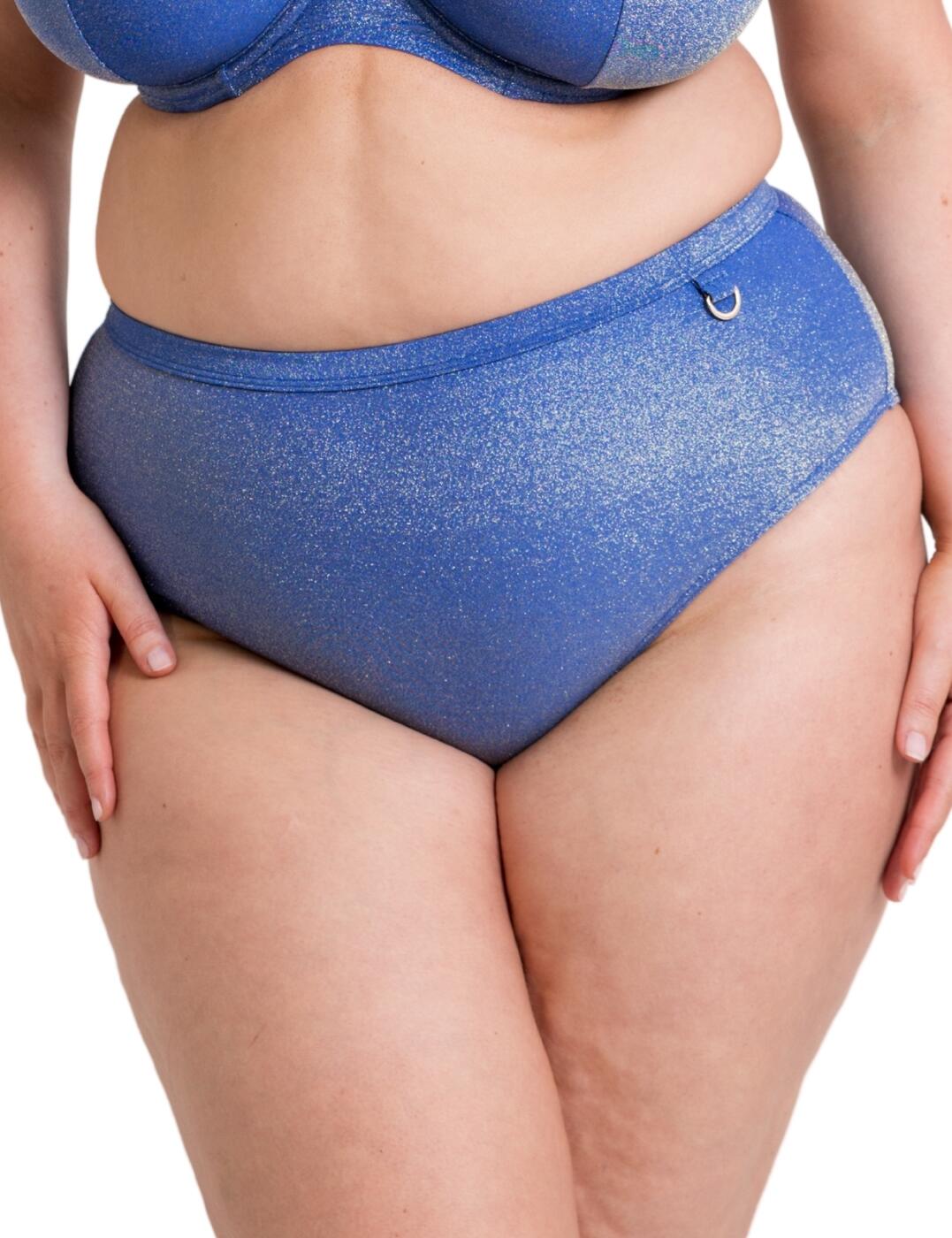 Curvy Kate Sapphire Seas High Waist Bikini Brief - Blue Sparkle - 2XL - 18