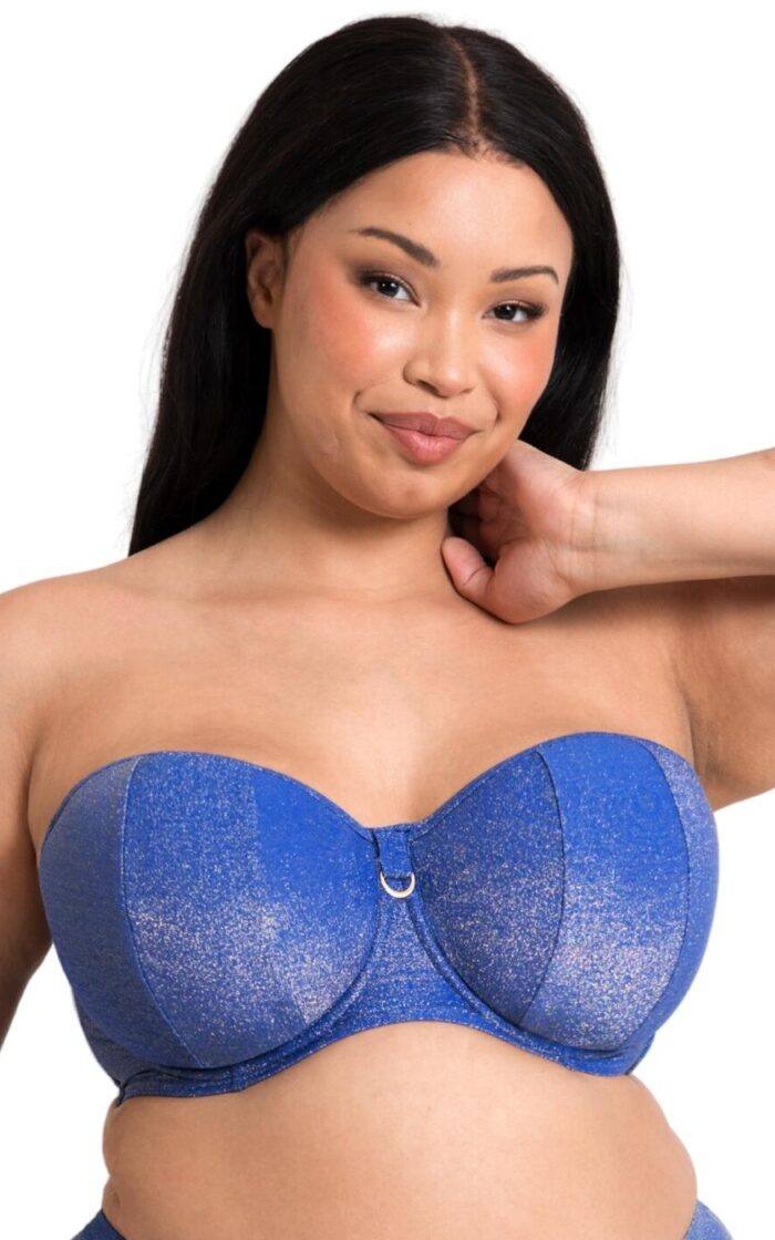 Curvy Kate Sapphire Seas Multiway Bandeau Bikini Top - Blue Sparkle - 30E