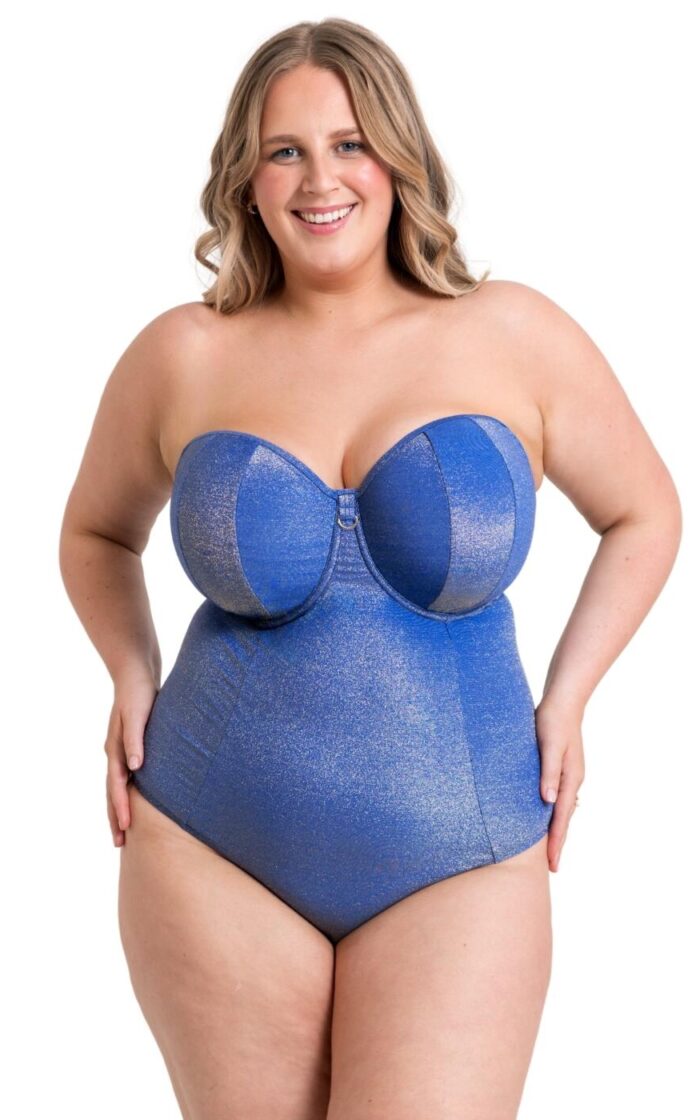 Curvy Kate Sapphire Seas Multiway Bandeau Swimsuit - Blue Sparkle - 30E