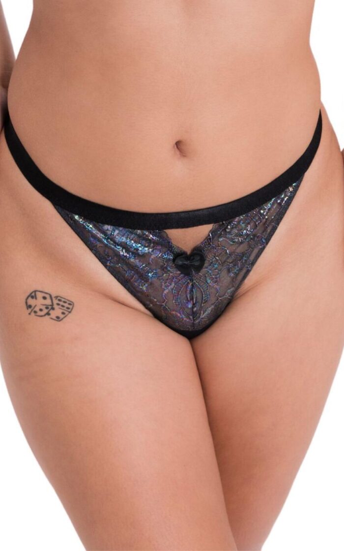 Curvy Kate Stand Out Thong - Black Sparkle - S - 10