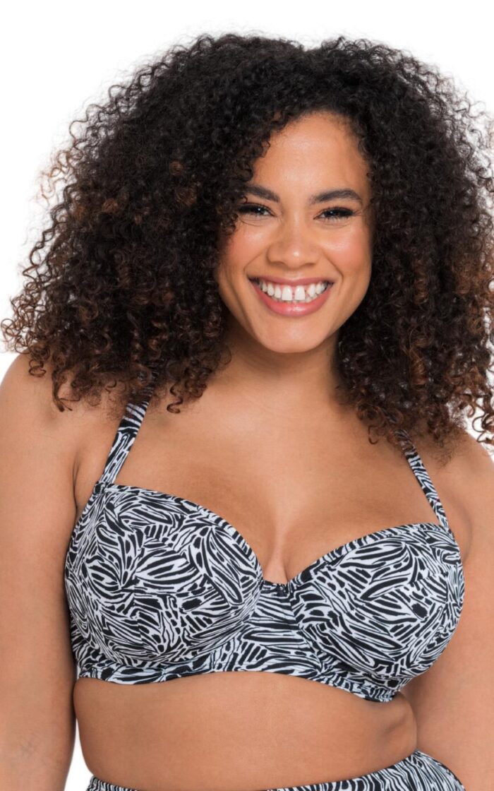 Curvy Kate Sundown Balcony Bikini Top - Black Print - 30FF