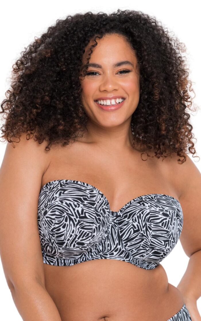 Curvy Kate Sundown Bandeau Bikini Top - Black Print - 30G