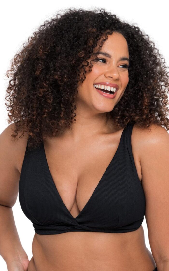 Curvy Kate Twist & Shout Plunge Bikini Top - Black - 32DD/E