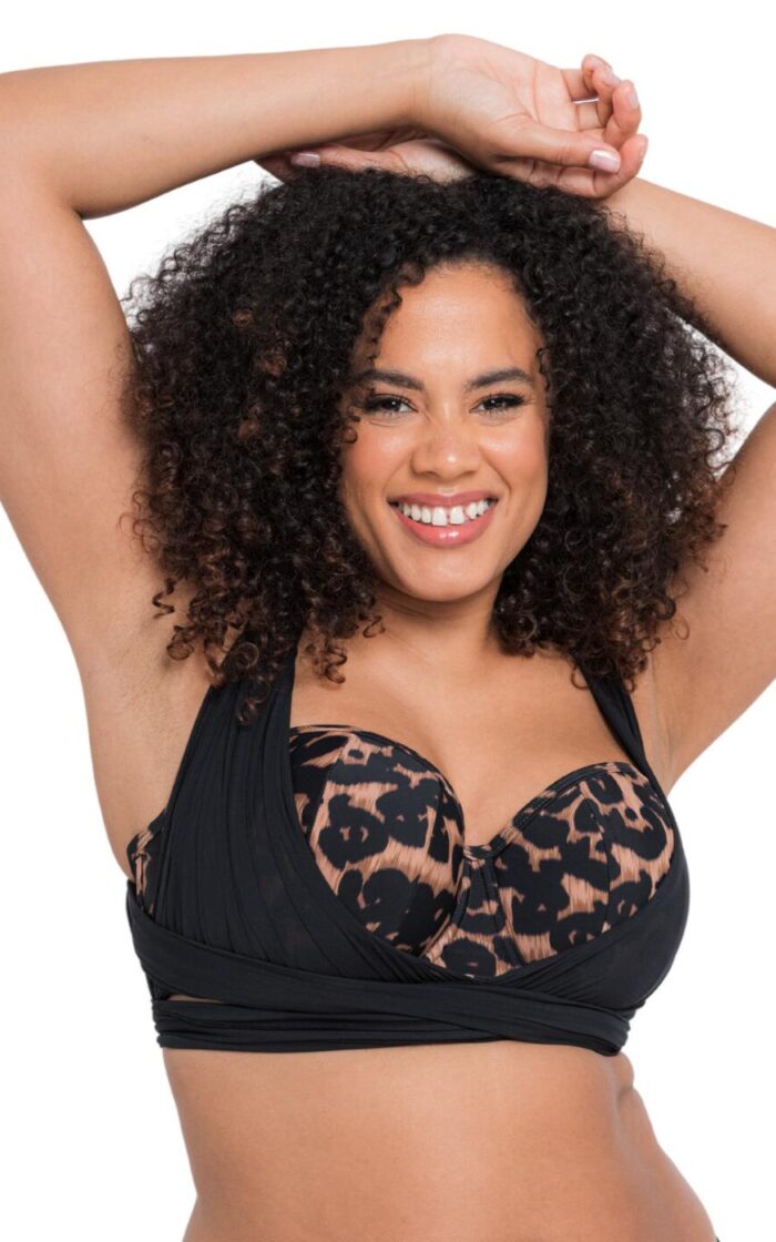 Curvy Kate Wrapsody Bandeau Bikini Top - Leopard Print - 30GG