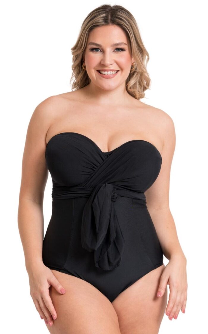 Curvy Kate Wrapsody Bandeau Swimsuit - Black - 30F