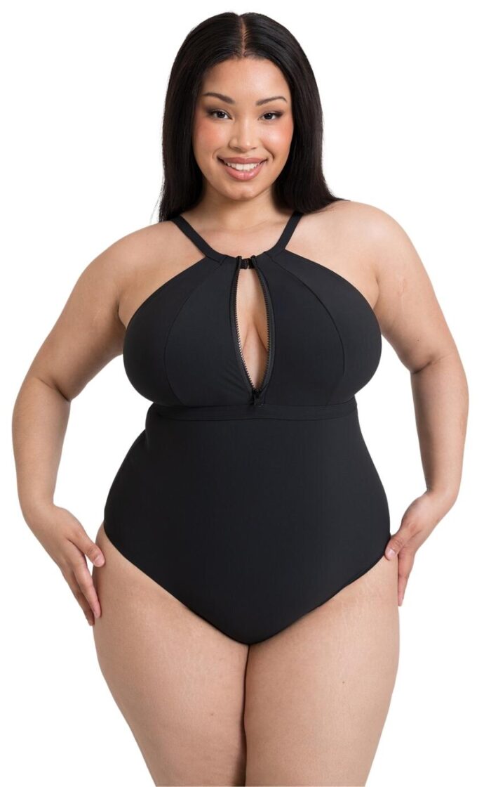 Curvy Kate Zip Tide Non Wired Swimsuit - Black - S - 10