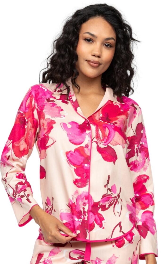 Cyberjammies Aria Floral Print Pyjama Top - Peach Mix - 2XL - 18
