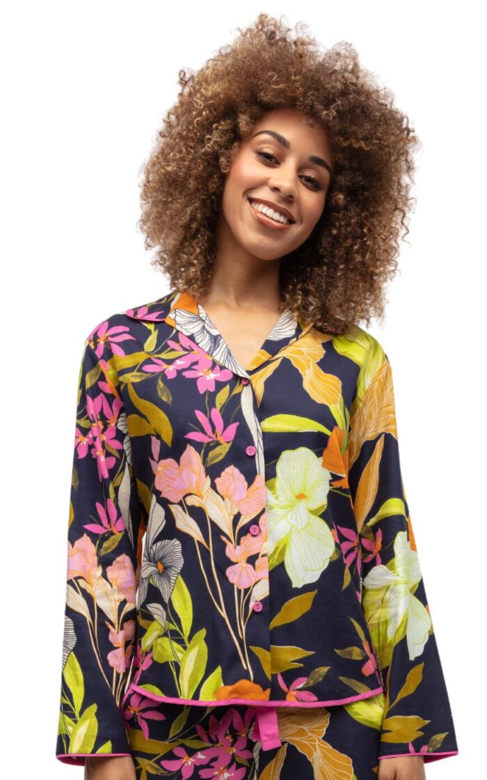 Cyberjammies Avery Pyjama Top - Navy Floral Print