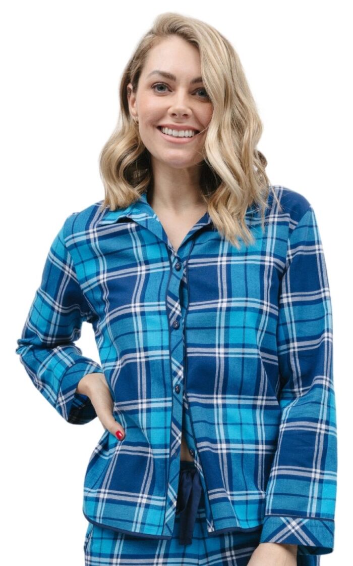 Cyberjammies Bea Pyjama Top - Blue Check - S - 10